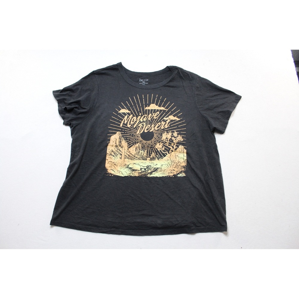 Zoe + Liv Graphic Tee Women Double Extra Large Black Excellent Mojave Desert